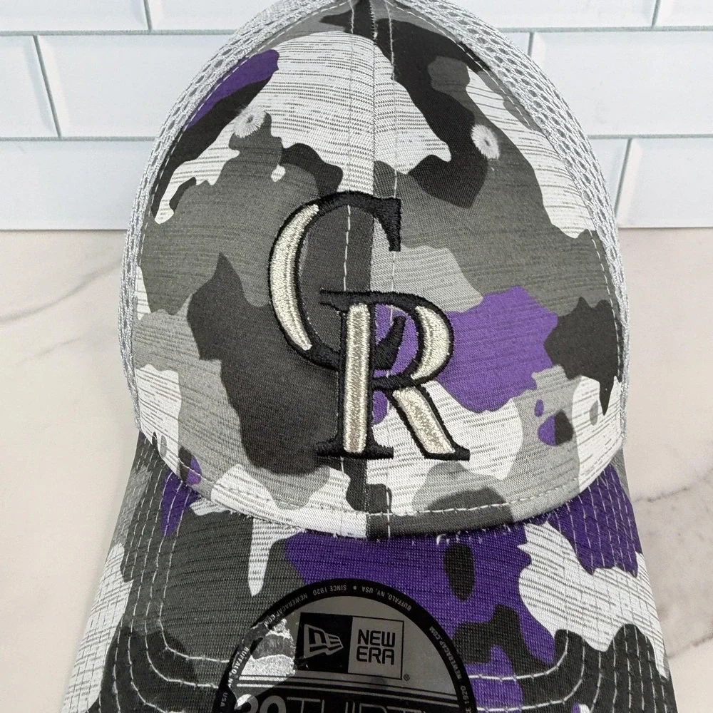 Colorado Rockies Camo Hat Cap Fitted Men Large/XL Gray 39Thirty Baseball New Era